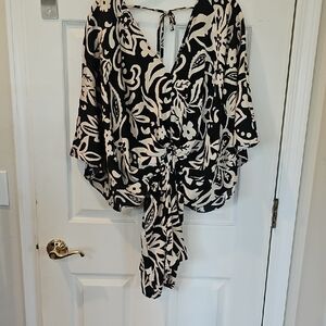 Black and White Floral  Romper